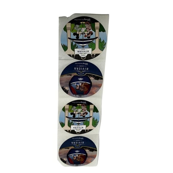 Set of 4 Disney World Riviera DVC Round Circle Stickers - Picture 1 of 9